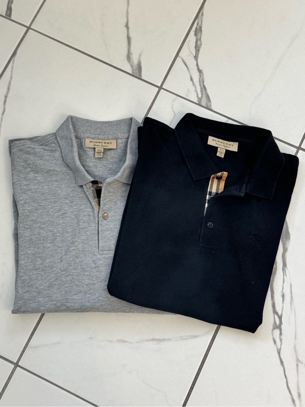 2 Burberry Men's Polo Shirt - 1 Black and 1 Grey